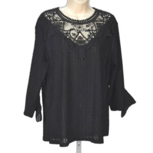 Just Fashion Now Black Lace Tunic Blouse Size XL {NWT}